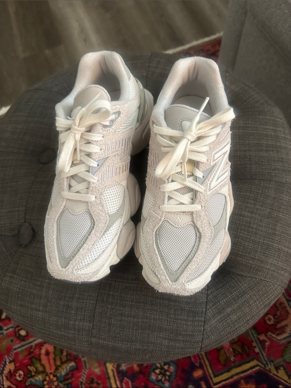 New Balance Women's Athletic Sneakers in Beige and Silver Accents - Picture 2 of 3